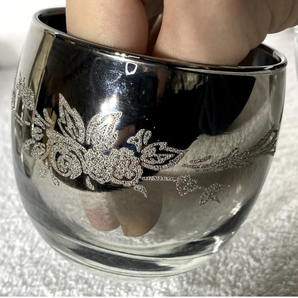 Vitreon Queen's Lusterware Silver Fade Roly Poly Silver Ombre Glasses x6 - Picture 11 of 13